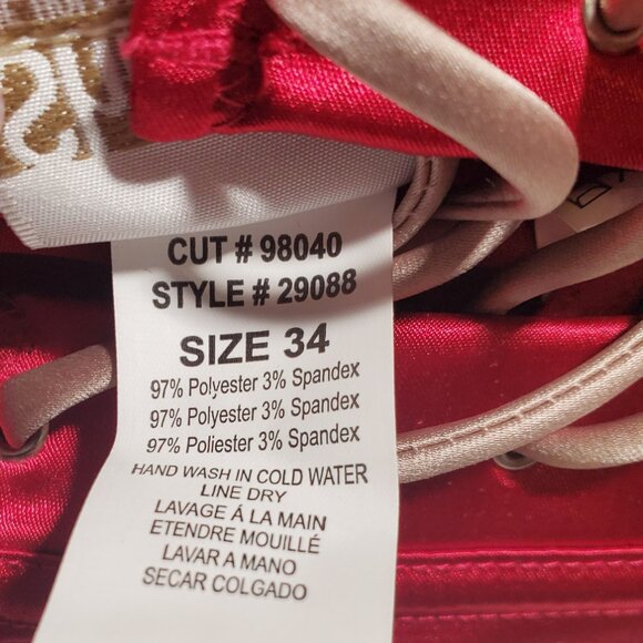 Red Satin Bustier Corset Set – Size 34 (NWT) - Picture 7 of 11